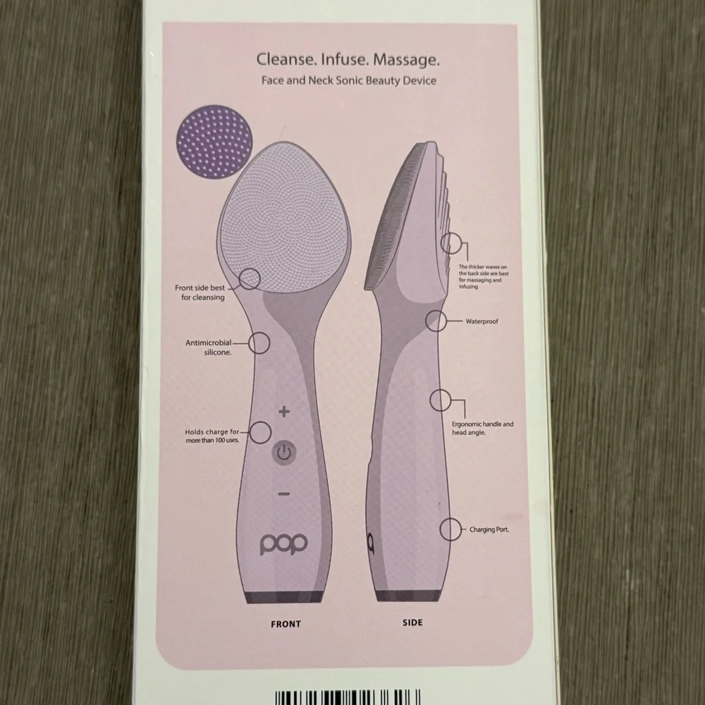 Pop Sonic Spade Facial Cleansing Device & Case Set Gentle Deep Clean NWOT - Picture 5 of 5